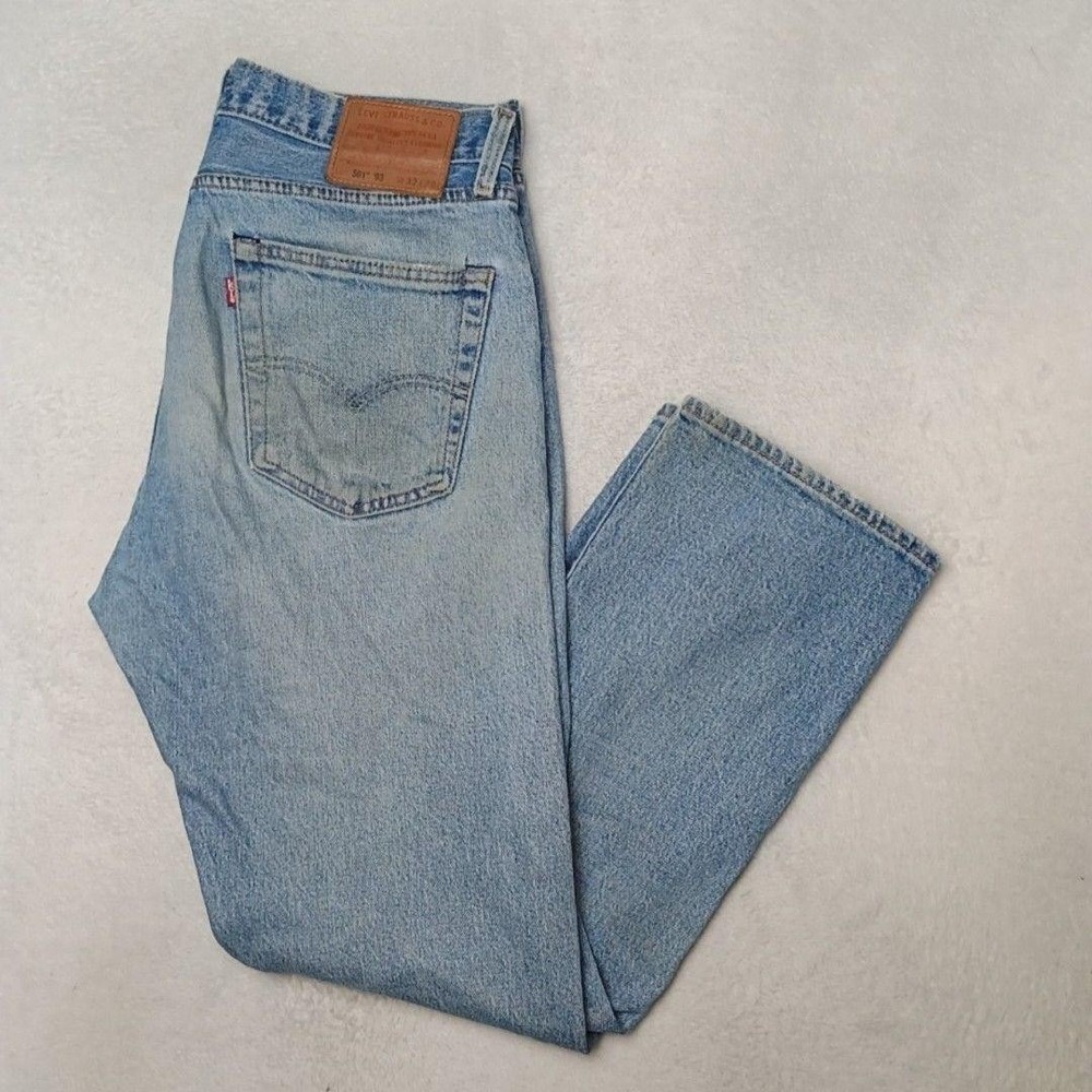Levis 501 Jeans Mens 32x30 Blue '93 Straight Light Wash Classic Premium School